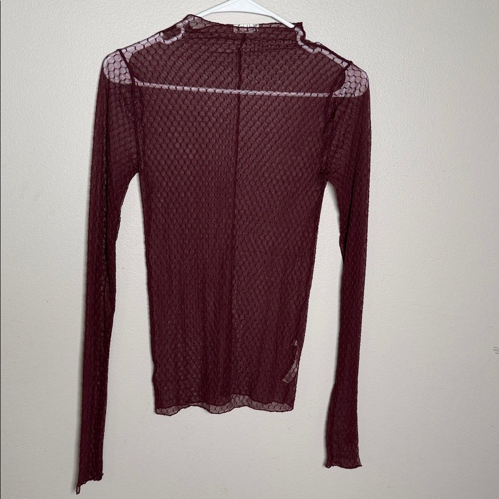 Free People Burgundy Mesh Top - Picture 5 of 14